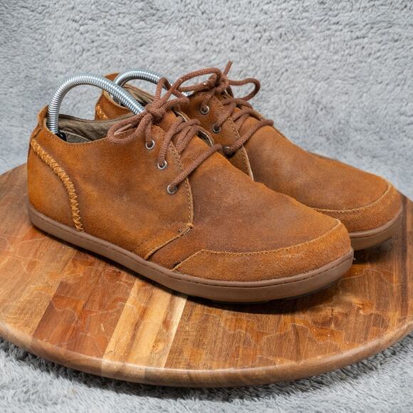 Olukai Maki Shoes Mens Size 8 Brown Suede Moccasin Lace Up Chukka Loafers - Picture 1 of 7